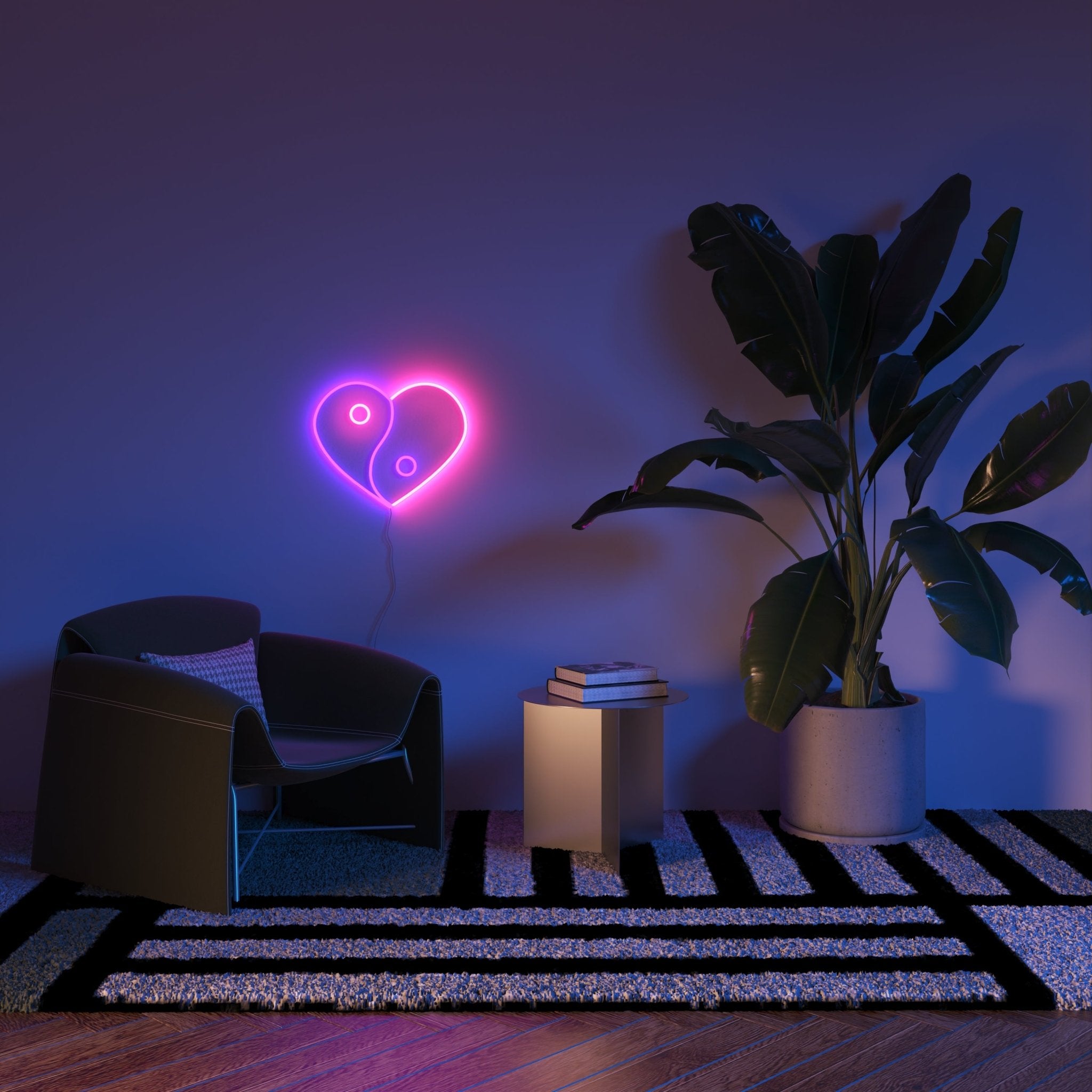 Yin & Yang Heart, LED neon sign - YELLOWPOP UK